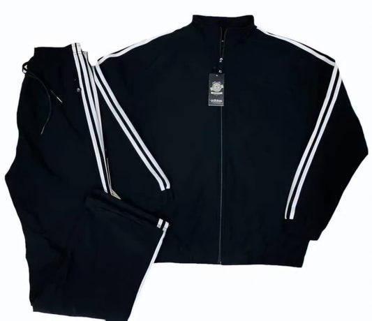 Men's Track Suit - 4 Way Lycra with Side Stripe Black