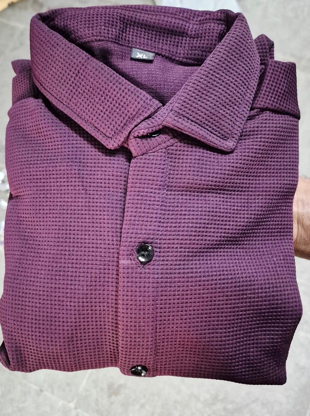 Men's Waffle Designer Shirt - Winter Fashion Polo Fleece