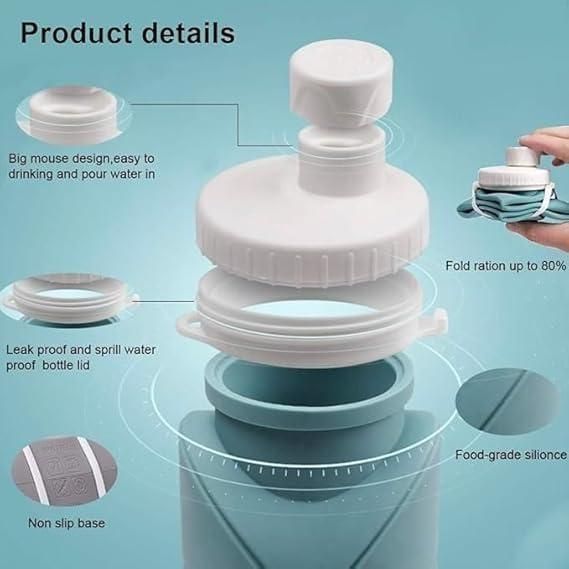Folding Silicone Water Bottle - Collapsible Travel Bottle