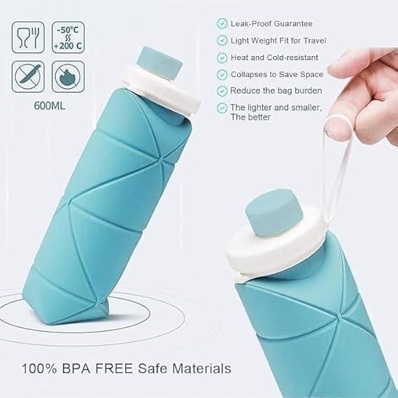 Folding Silicone Water Bottle - Collapsible Travel Bottle