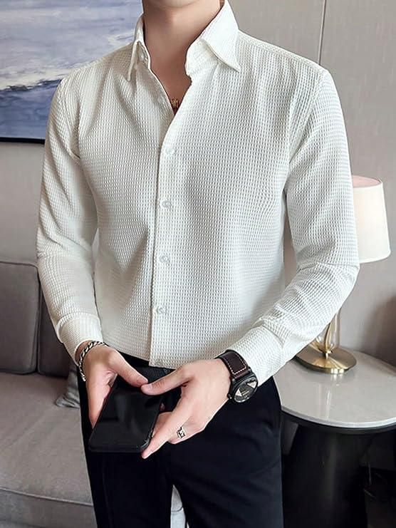 Men's Waffle Designer Shirt - Winter Fashion Polo Fleece