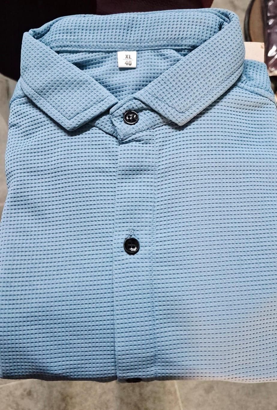 Men's Waffle Designer Shirt - Winter Fashion Polo Fleece