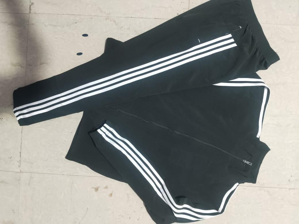 Men's Track Suit - 4 Way Lycra with Side Stripe Black