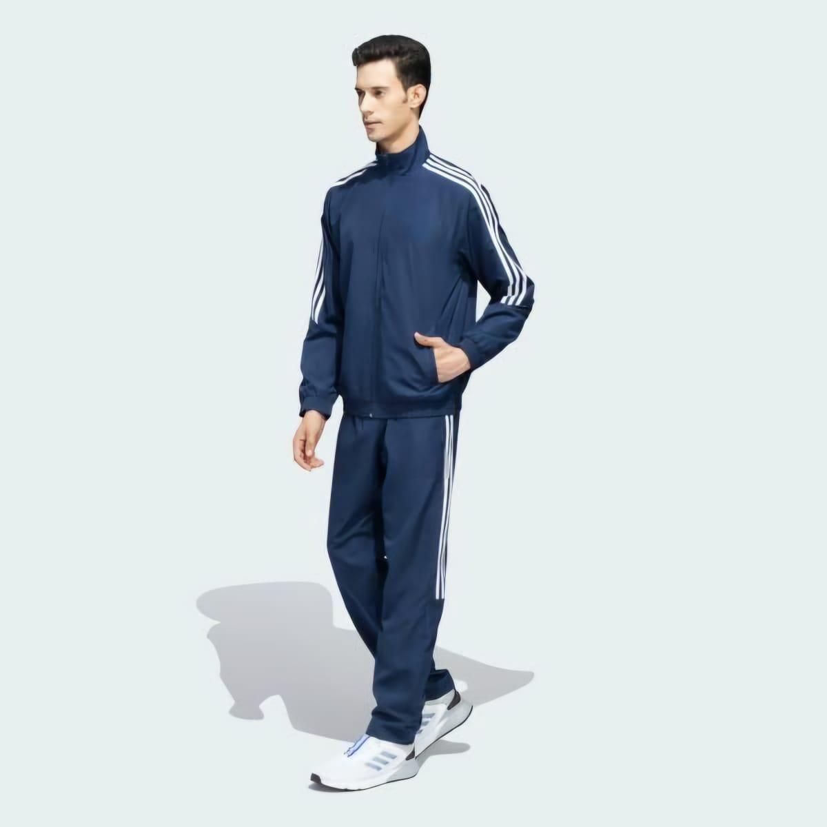 Men's Track Suit - 4 Way Lycra with Side Stripe Black