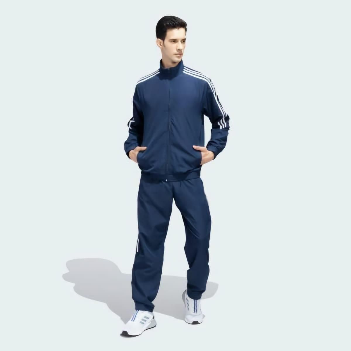 Men's Track Suit - 4 Way Lycra with Side Stripe Black